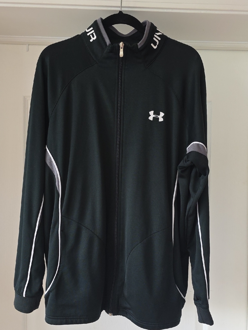 Under Armour Black Full-Zip Track Jacket with White Accents